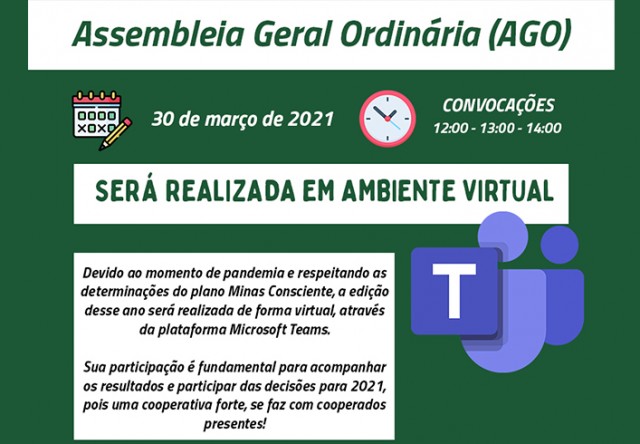 Assembleia Geral Ordinária será virtual